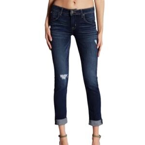 Hudson Bacara Crop Straight Cuffed Dark Wash Ankle Jeans Flap Pocket